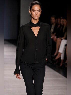 CLAUDE MONTANA Sheer Georgette Blouse